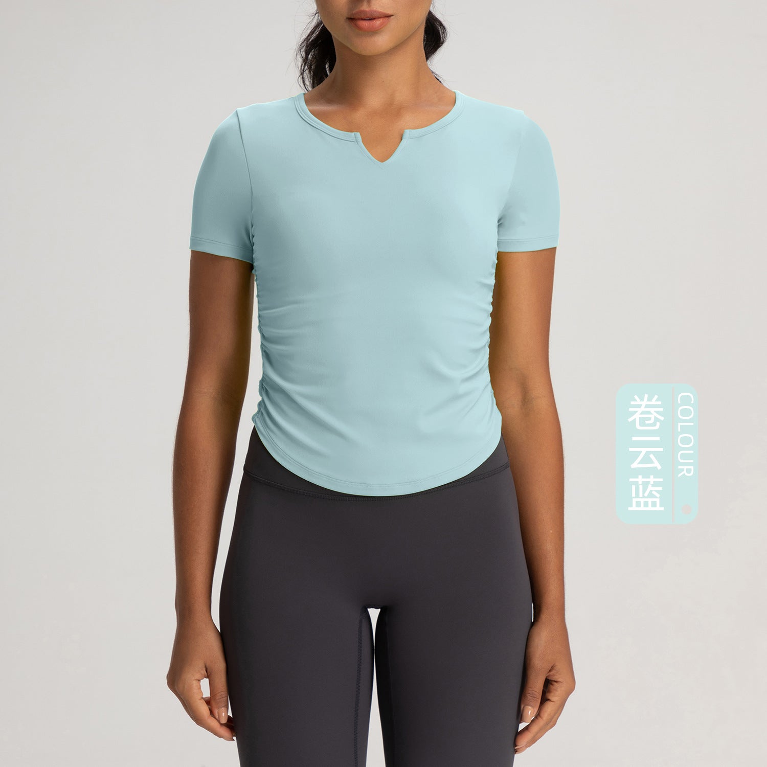 Athena Lulu Slim Fit V-Neck Pleated Fitness Sports Yoga Suit