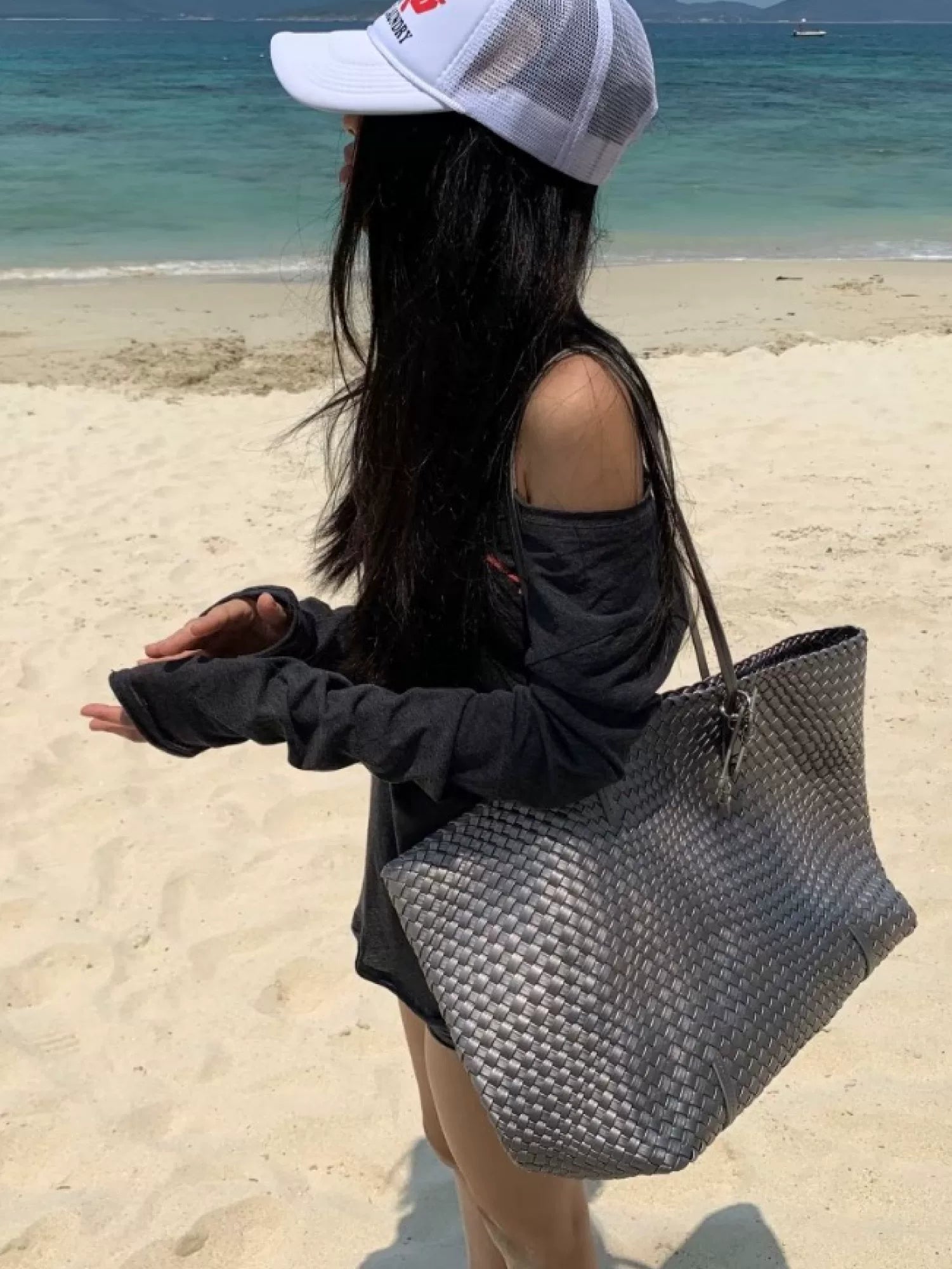 ECODAY Champagne Woven Faux Leather Tote