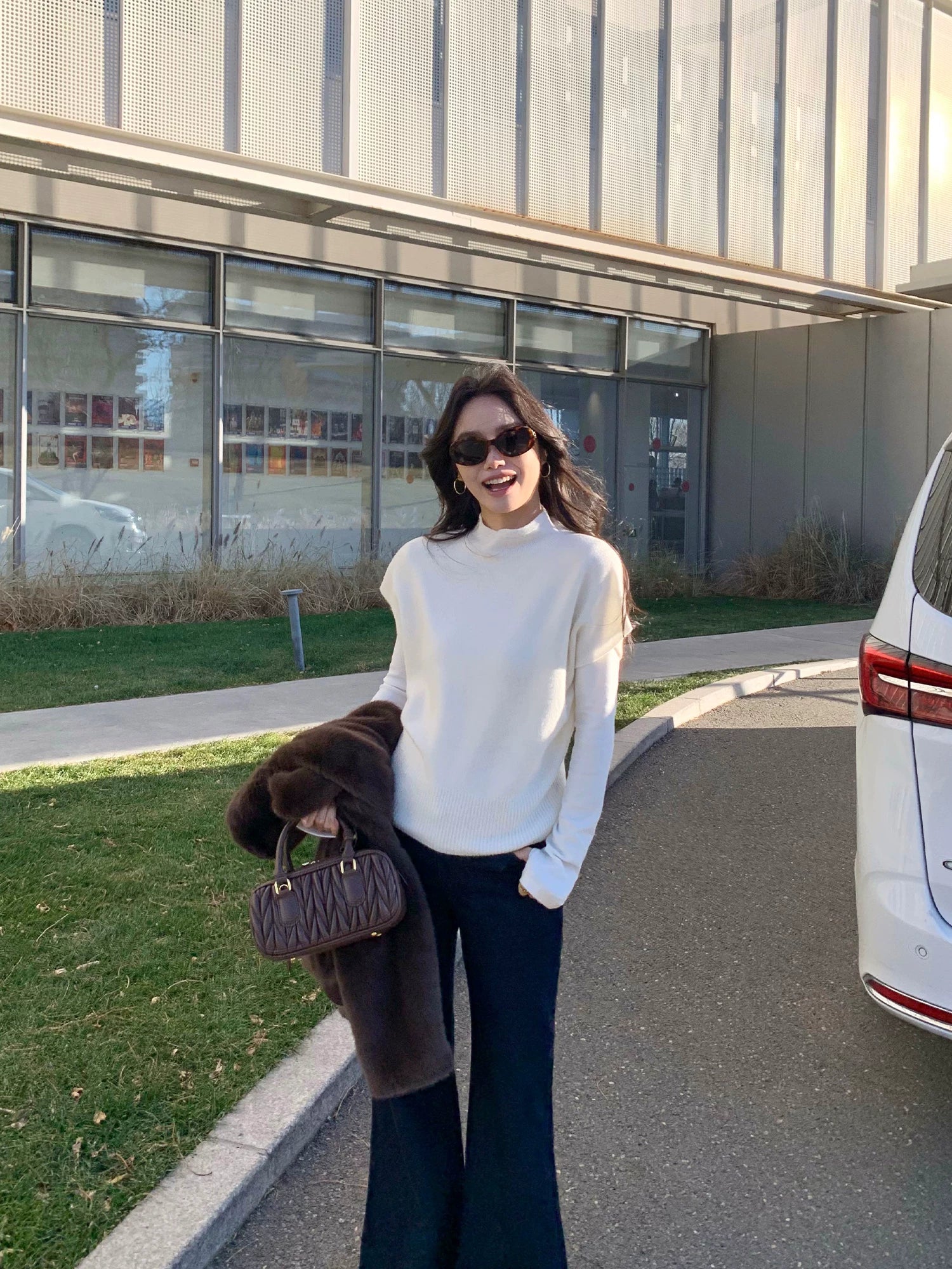 Pusumede Semi-turtleneck Loose Knitted Vest