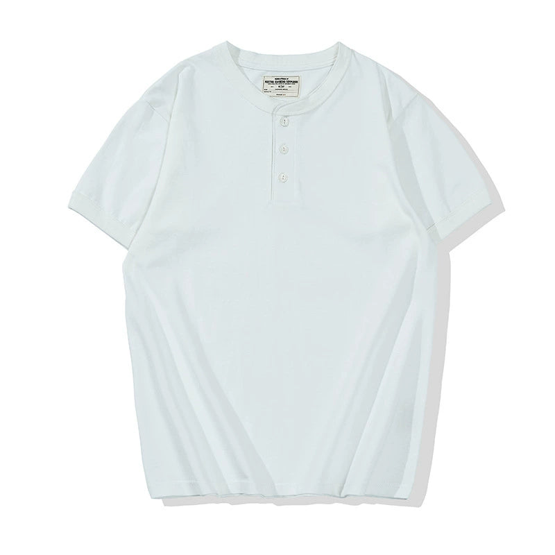 PrintAce Vintage Henry Neck Button Shirt TEE