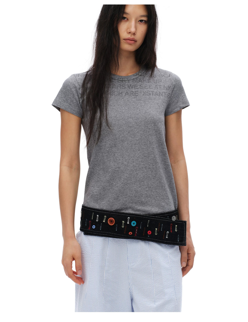 Oinimi Fun Buttonhole Embroidered Denim Fanny Pack