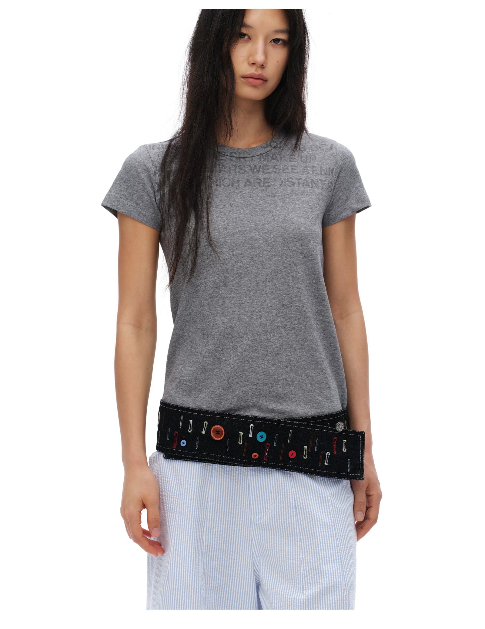 Oinimi Fun Buttonhole Embroidered Denim Fanny Pack