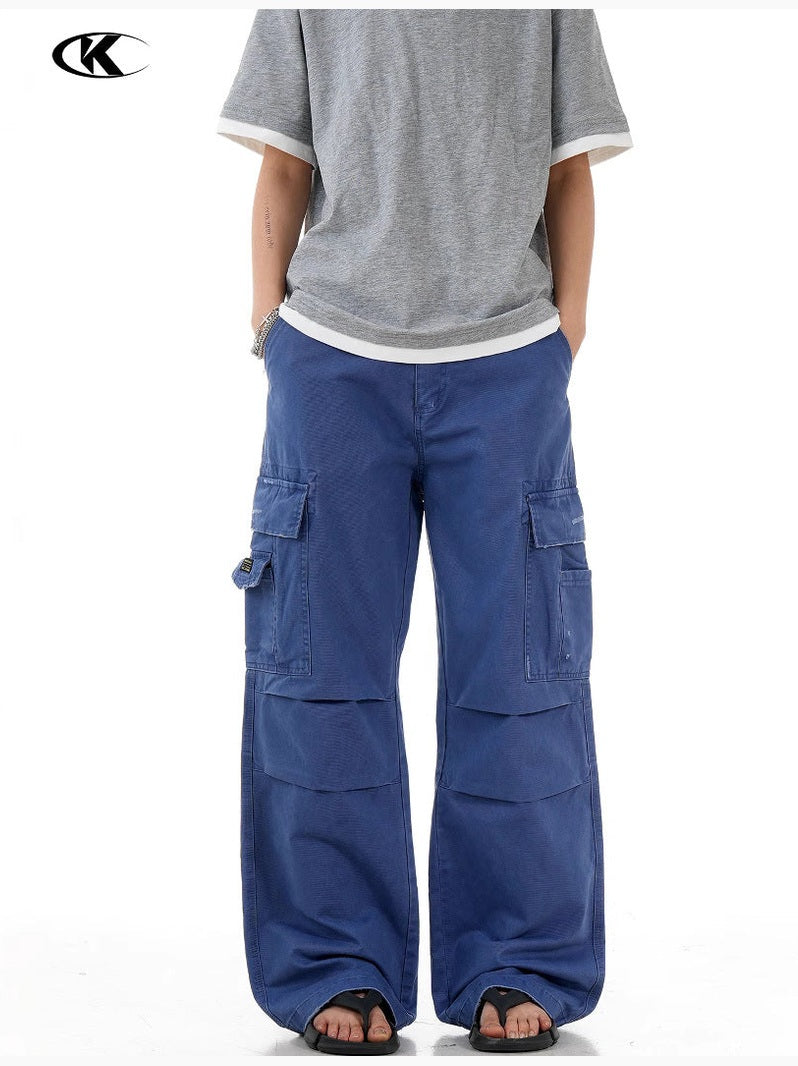11KN Drawstring Retro Straight Loose Casual Pants