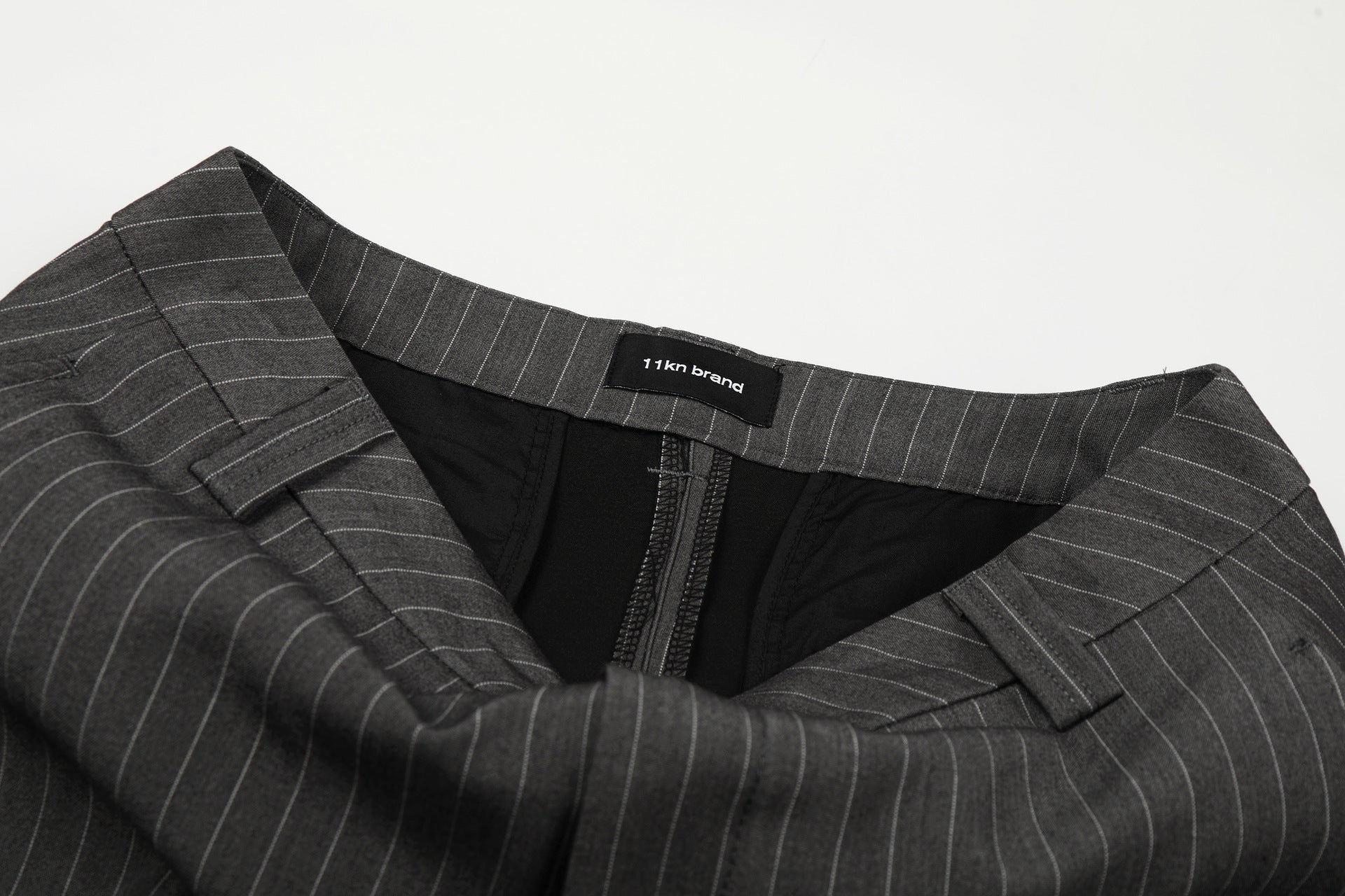 11KN Money Vertical Stripe Pleated Wide-Leg Trousers