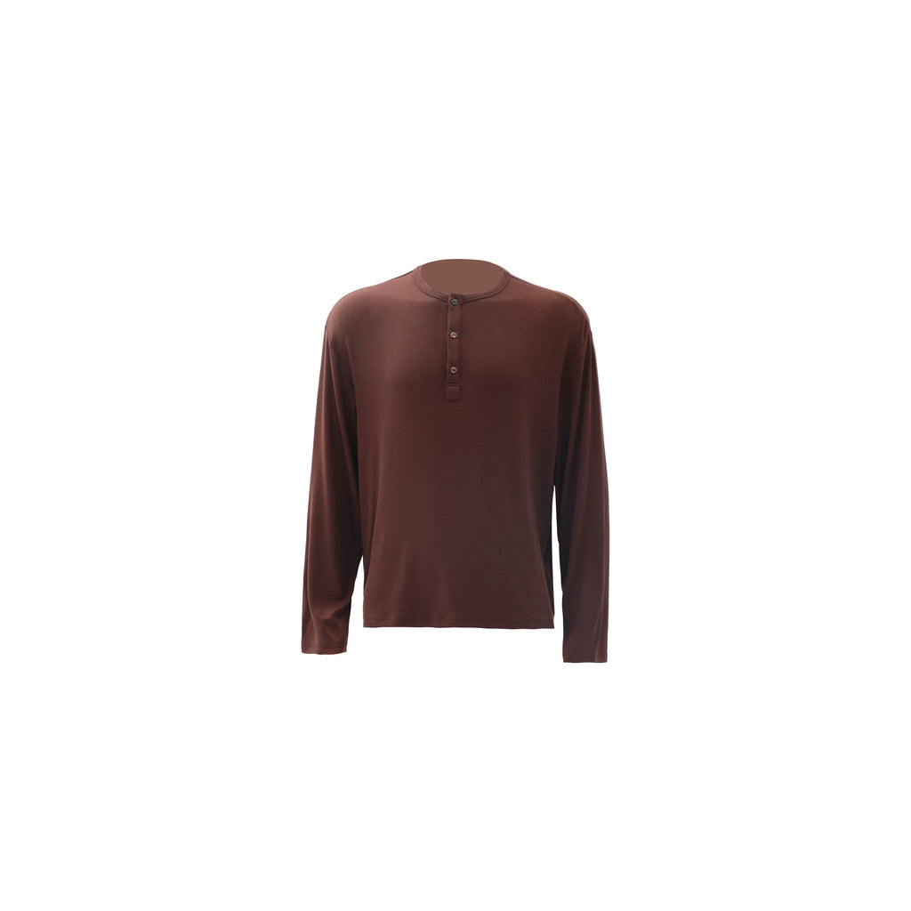 ZOZO FOREST Relaxed Button Soft Lightweight Henry Neck Long Sleeve Sweatshirt