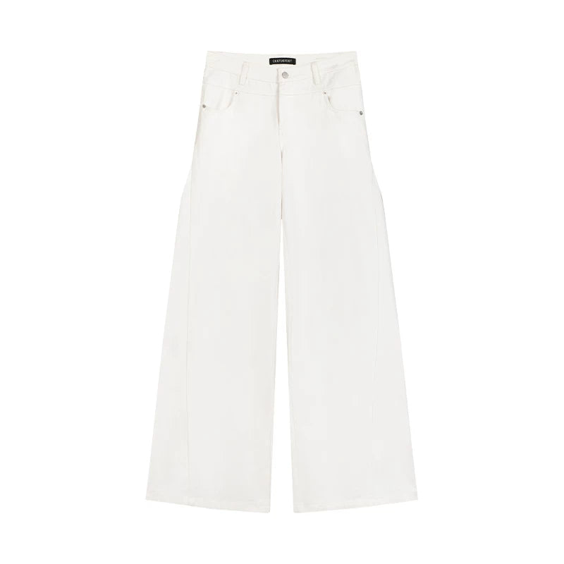 COSTUSTOOT Retro Low-Rise Wide-Leg Cotton Twill Pants