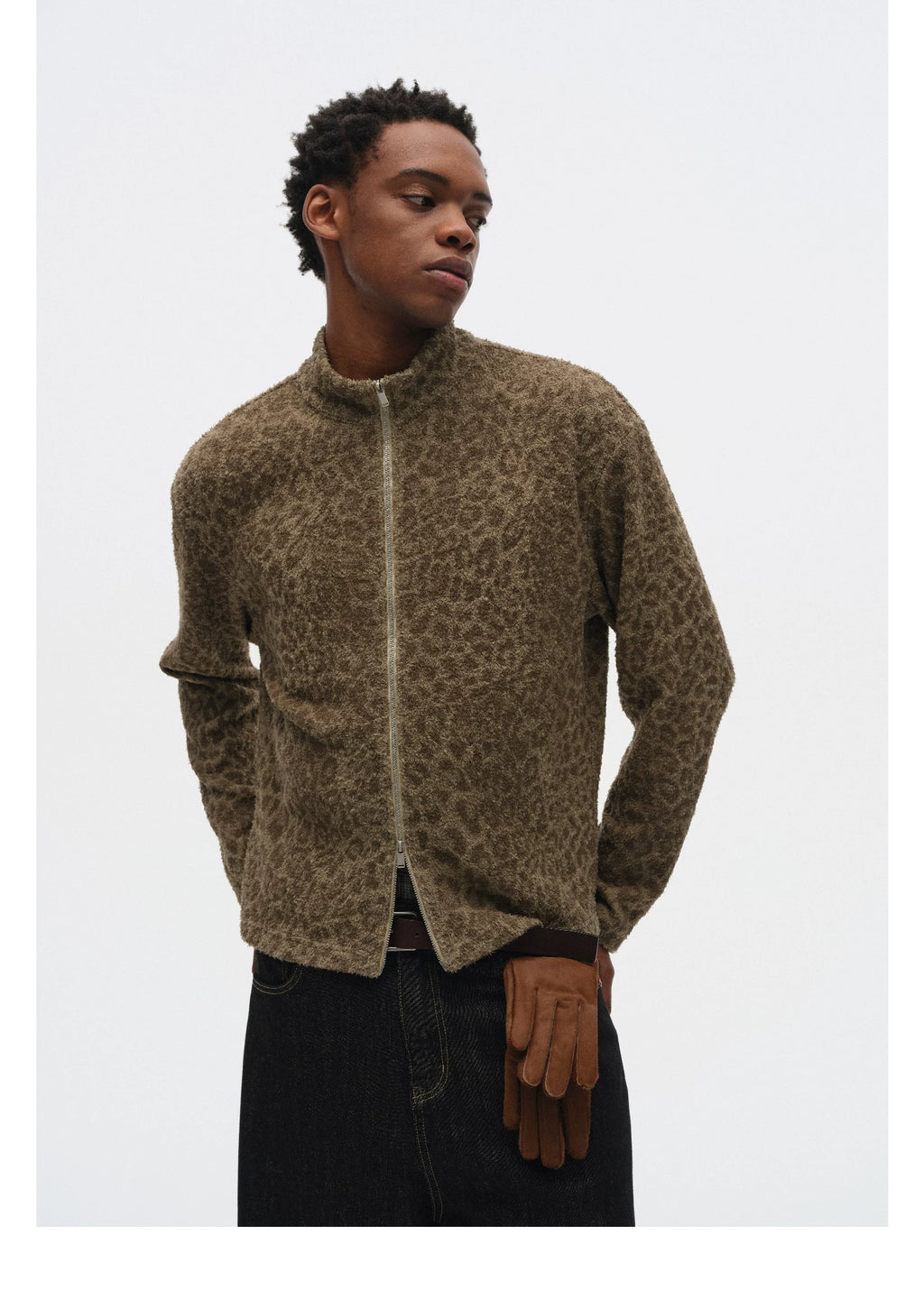 DIMC Leopard Print Double Pull-head Knitted Versatile Jacket
