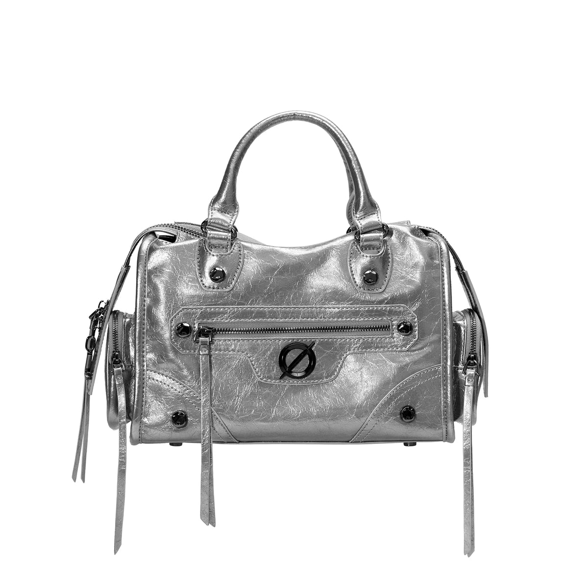 JELLY TOYBOY Biker Chic Pink Faux Leather Zip-Top Crossbody Bag