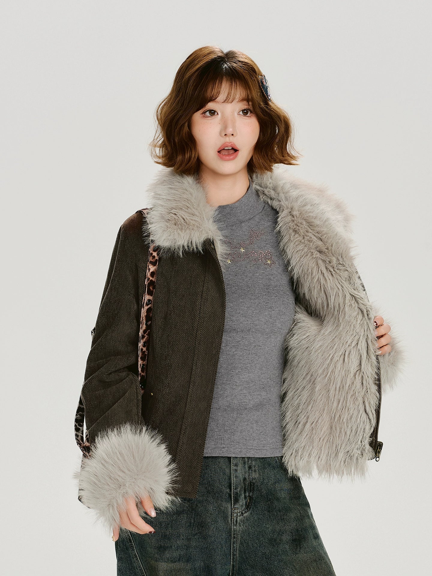 Girlyhalo Vintage Thickened Plush Jacket