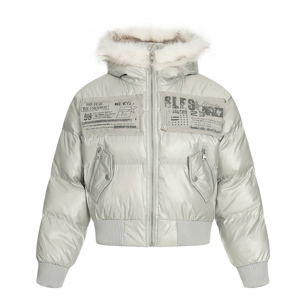 NOMANIAI Sticker Fur Collar Ultra-short Thickened Warm Cotton Clothes