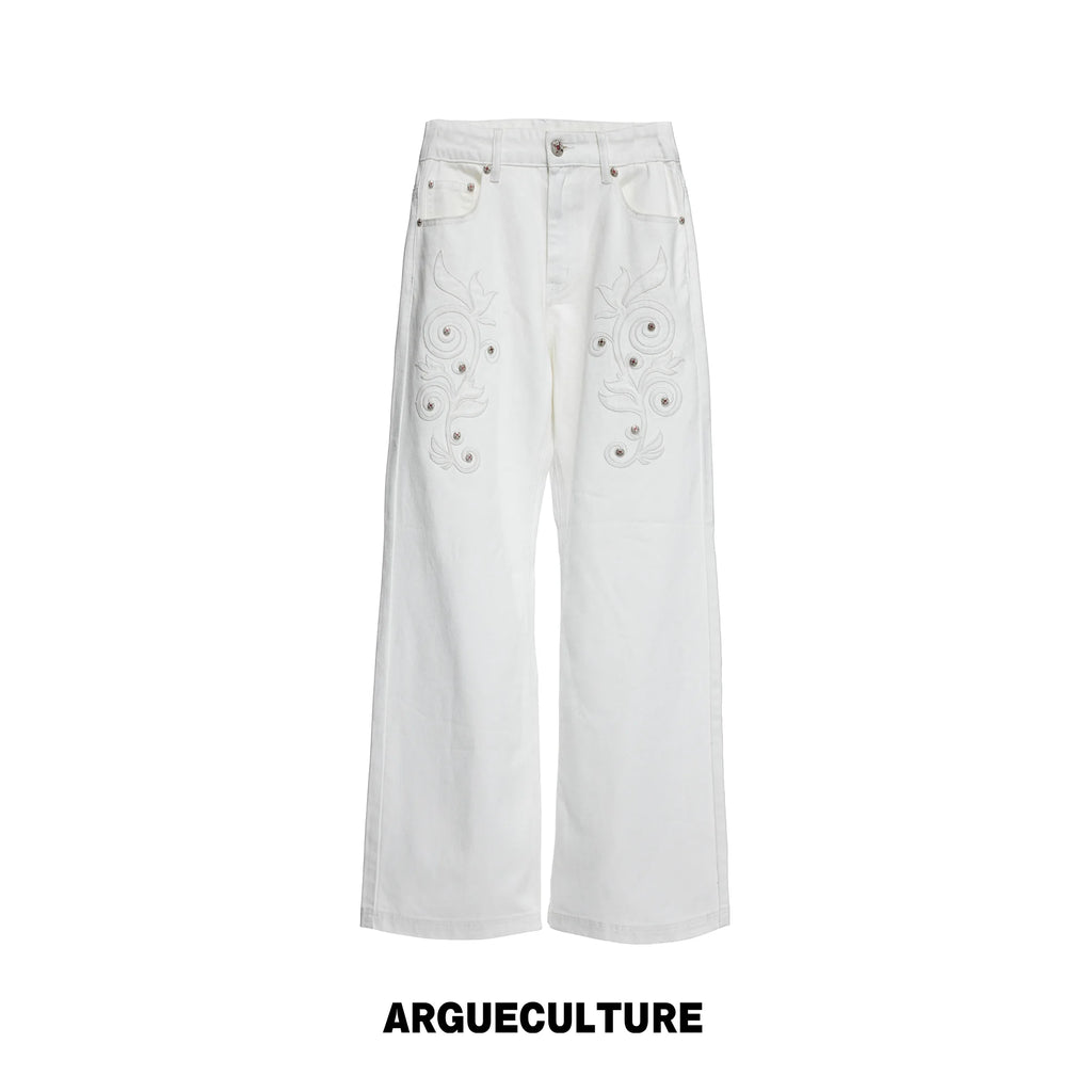 ArguE CulturE Eternal Flower Embroidered Mid-Rise Straight-Leg Jeans