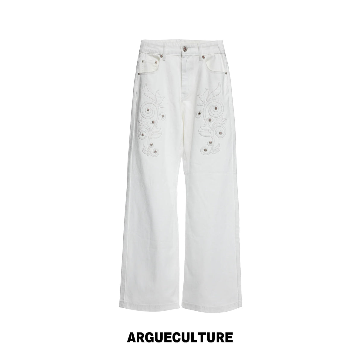 ArguE CulturE Eternal Flower Embroidered Mid-Rise Straight-Leg Jeans