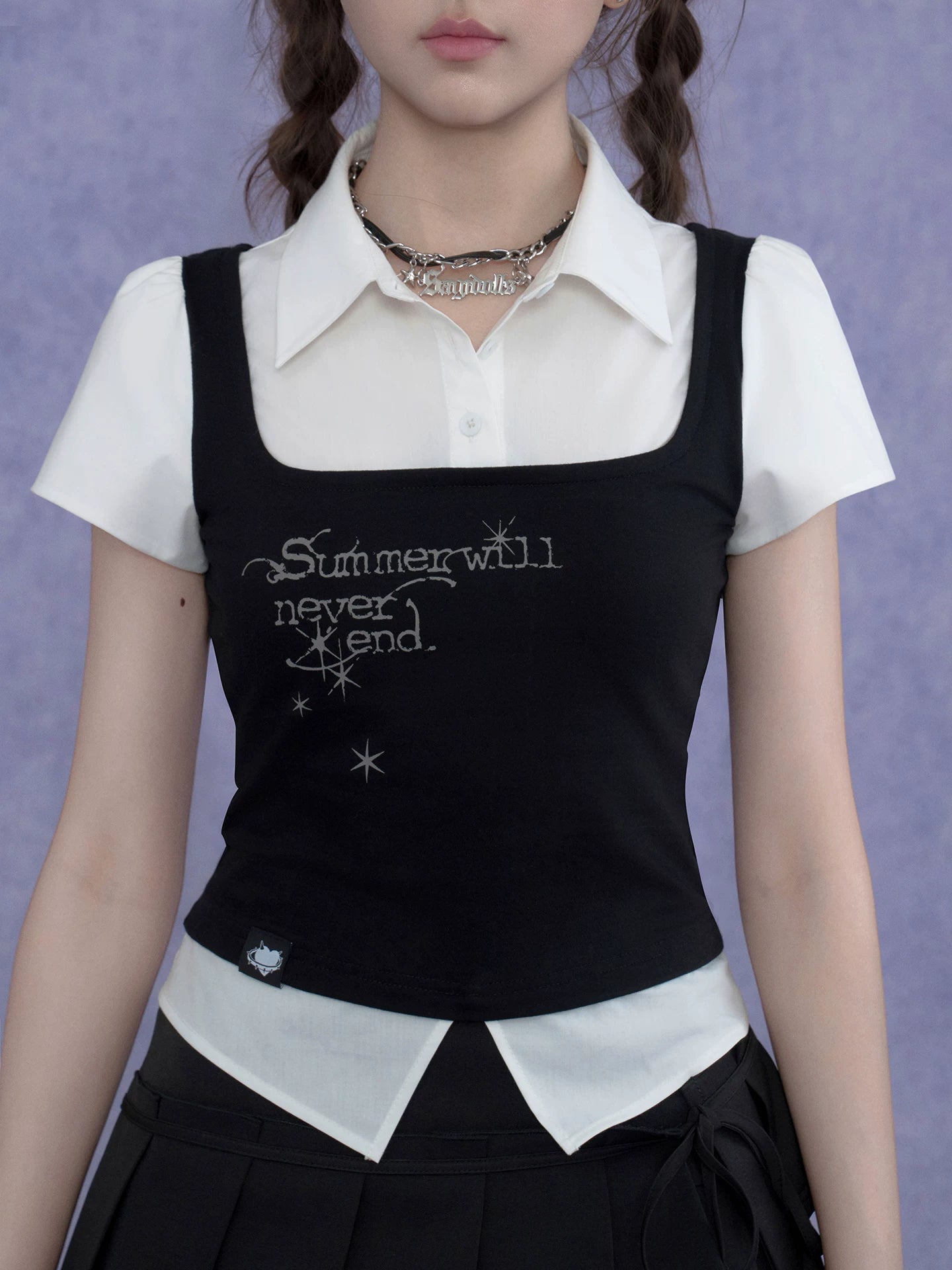 SagiDolls Girl Spirit Dark Sweet Knit Two-in-One Top