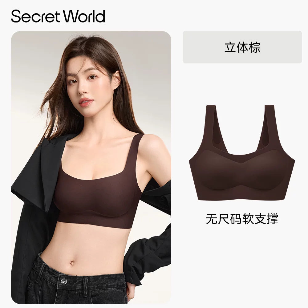 SecretWorld Traceless Skinny Strap Gather Bra