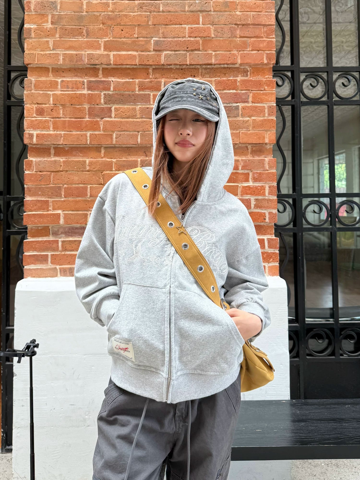 CCYE Vintage Star Embroidered Hooded Sweater Jacket
