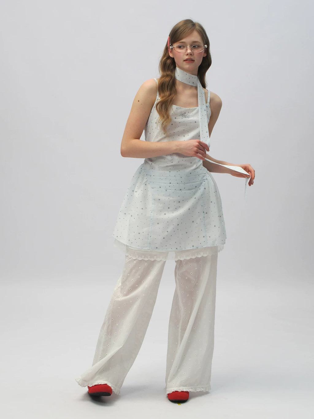 MASOOMAKE White High-Waist Wide-Leg Trousers
