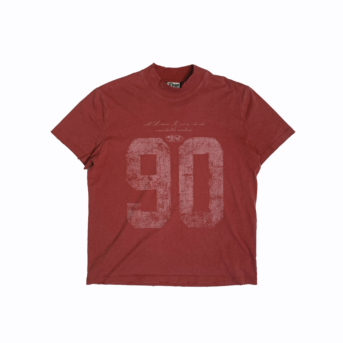 TH90 CREW Vintage Sports Print Washed Comfortable Drape T-Shirt