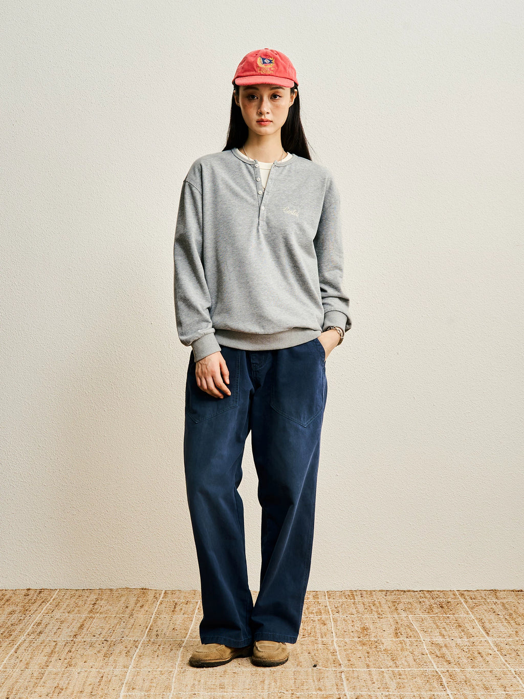 CENLES Embroidered Logo 250g Breathable Loose Sweatshirt