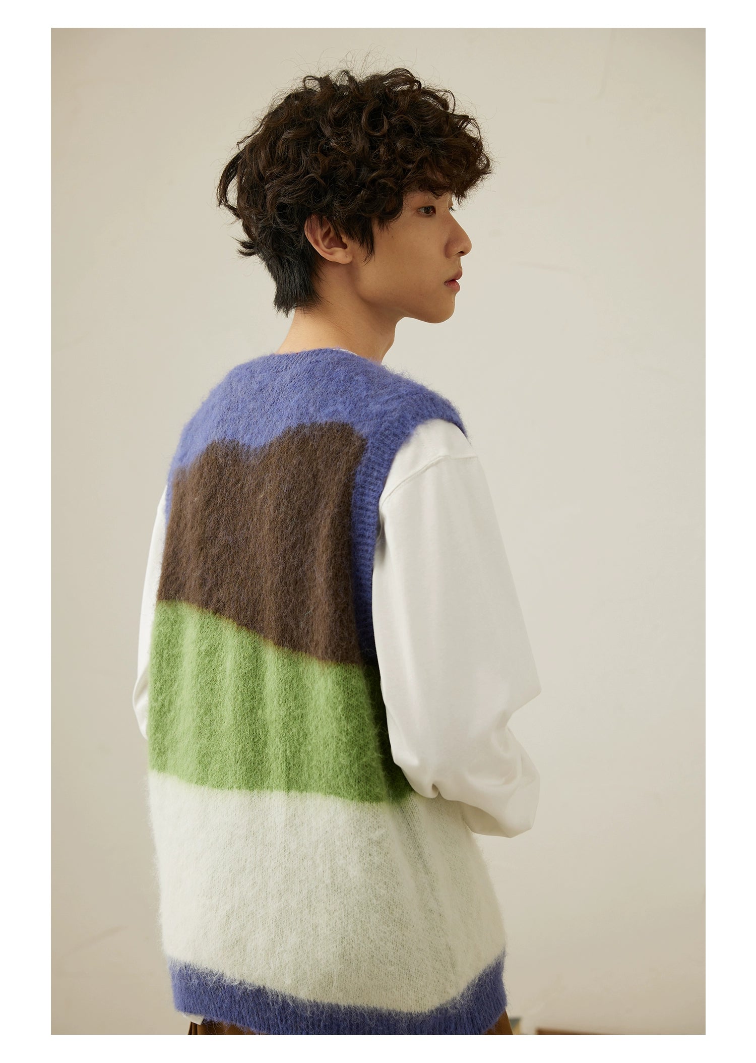 LR MADE Retro Contrasting Color Splicing Short Vest