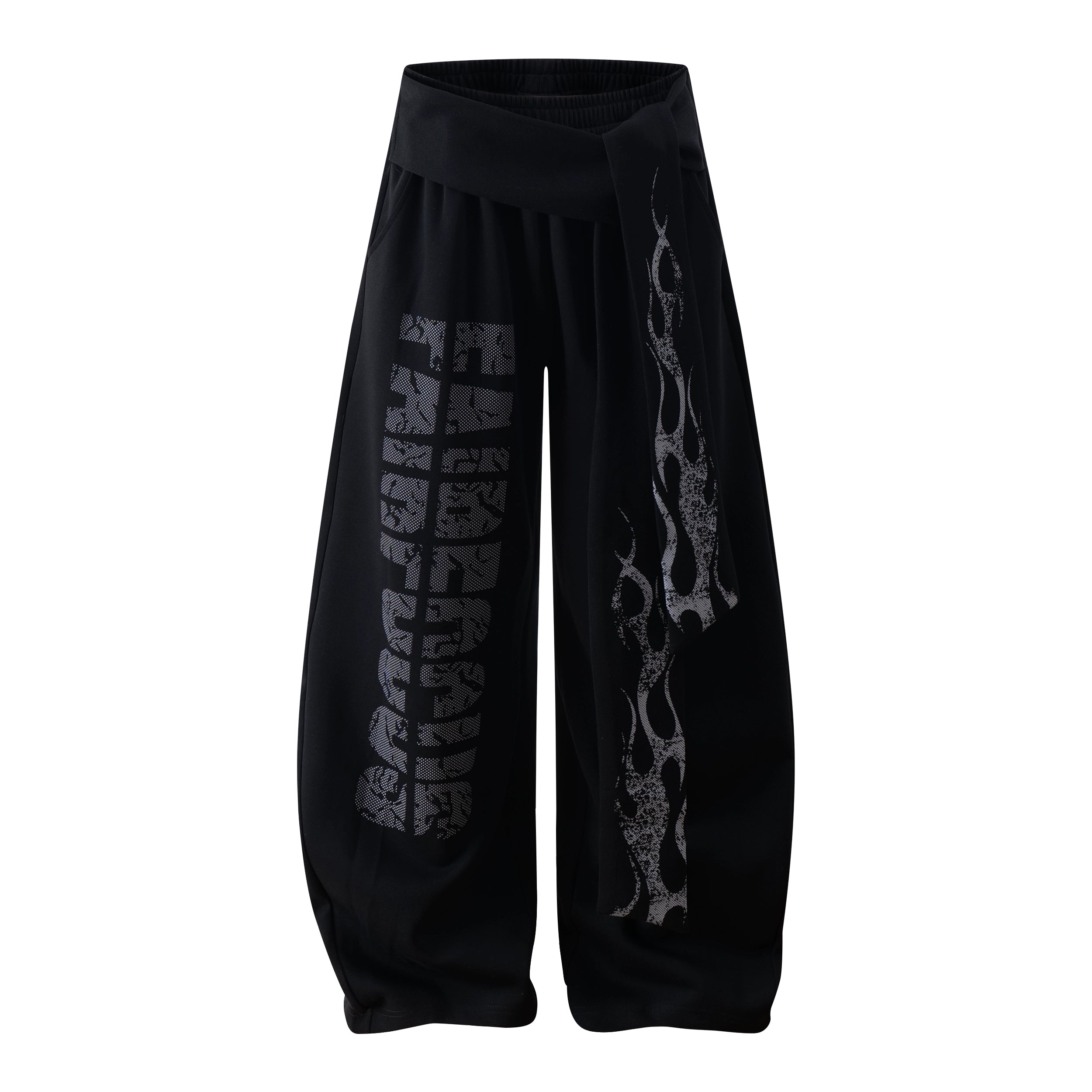 NOMANIAI  Totem Print Y2k Strap Scimitar Slacks
