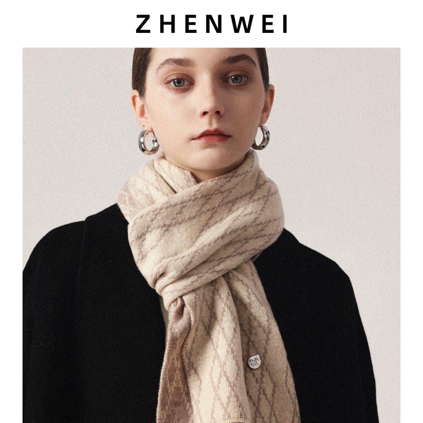 ZHENWEI Rhombus Plaid Short Knitted Scarf