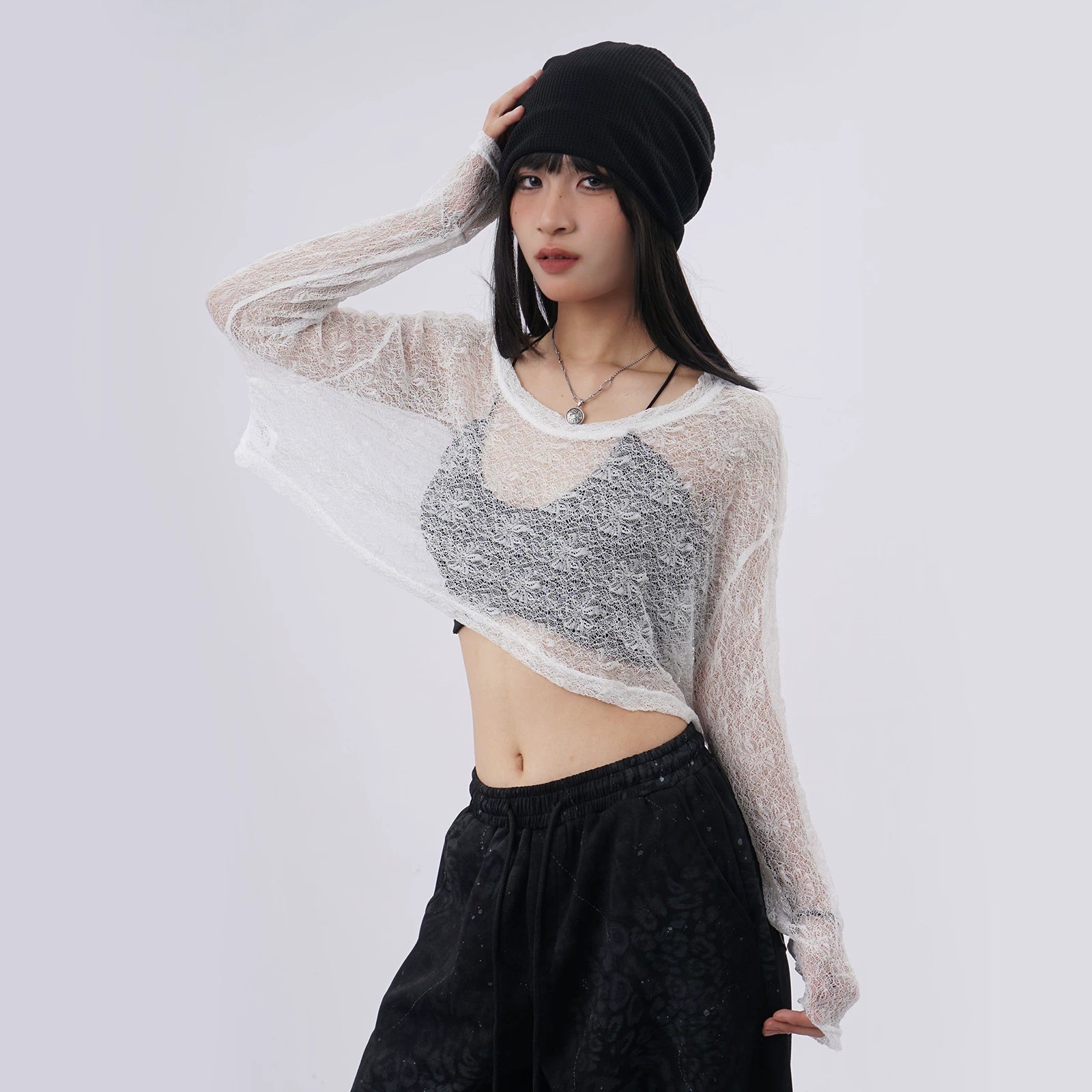 SAMUSAN Pleated Waist Loose Wide-leg Pants