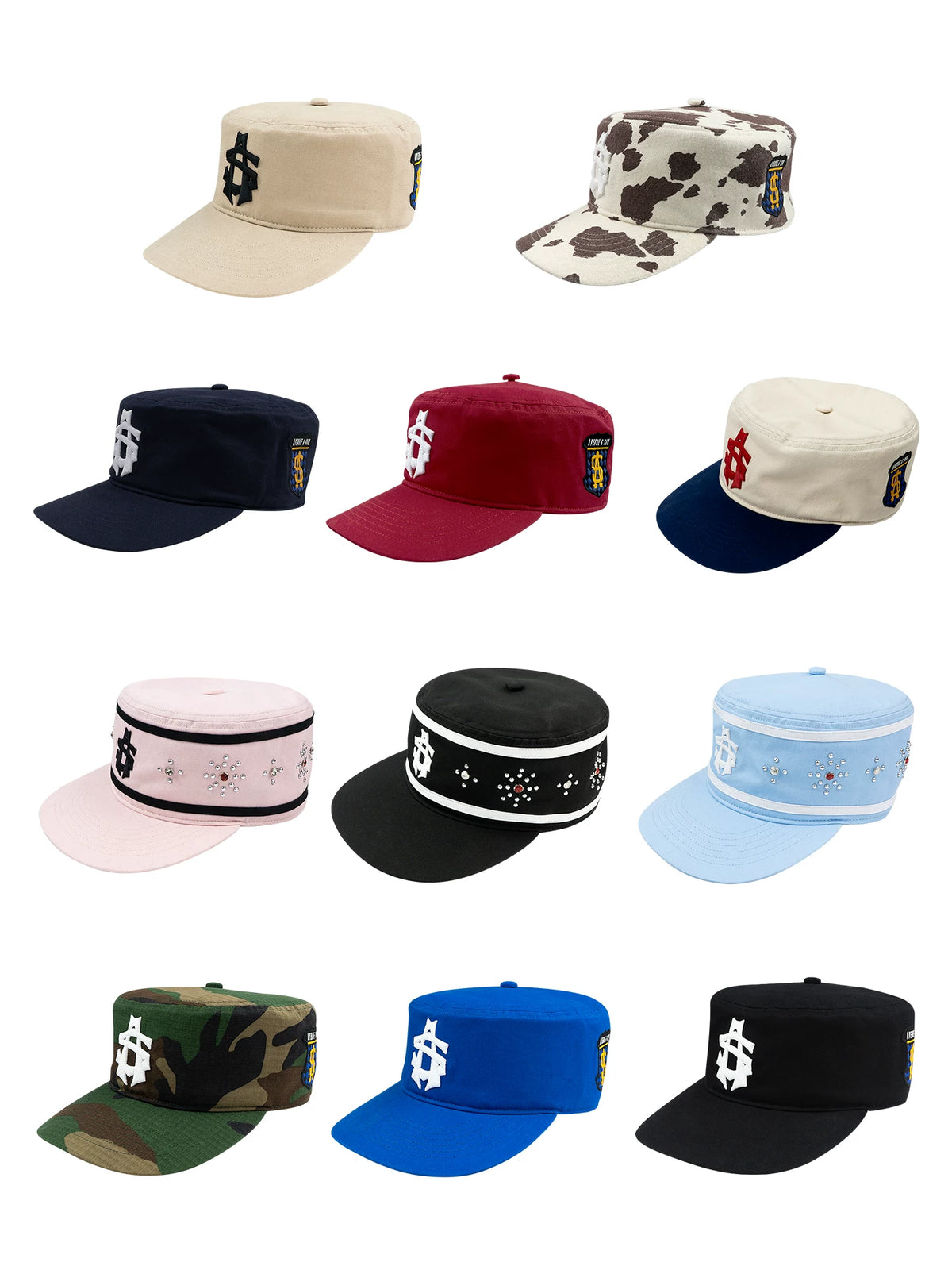 AVENUE&SON Cotton Embroidered Rhinestone Flat-Top Pillbox Hat