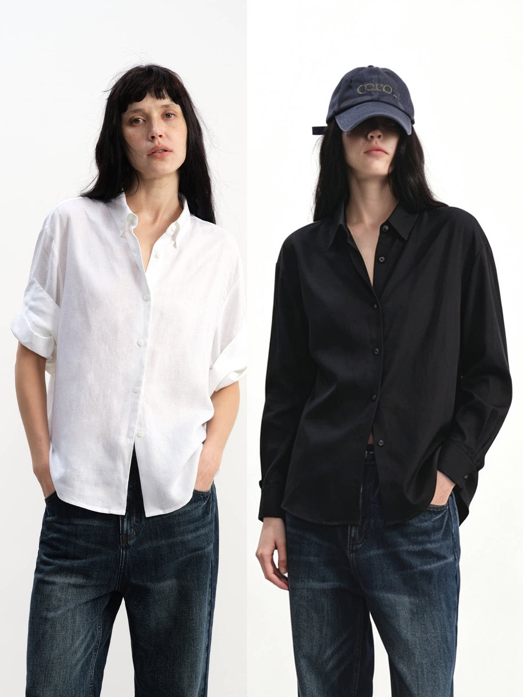 JCAESAR WOMEN Tencel Linen Breathable Relaxed Long-Sleeve Shirt