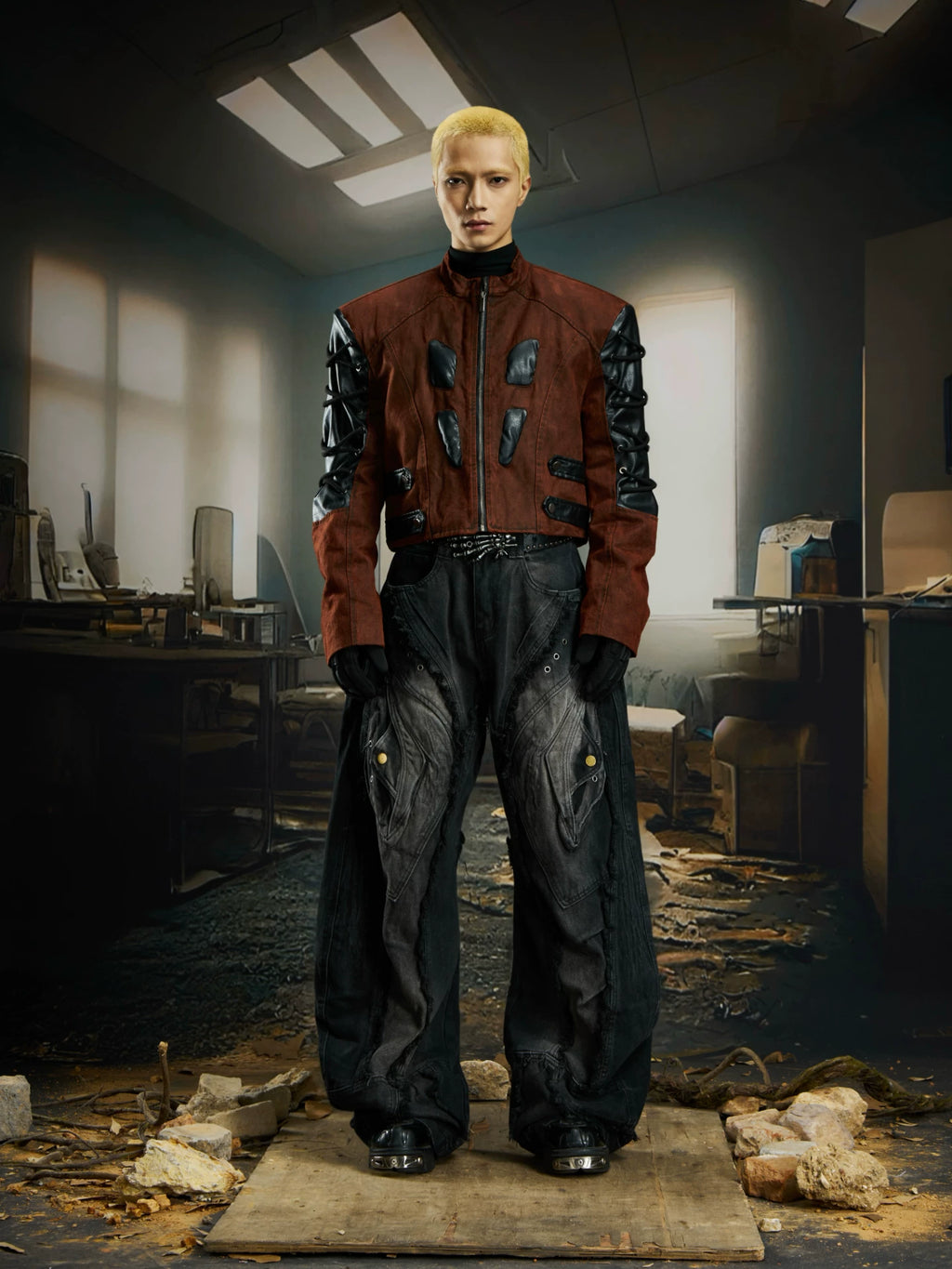 NOMANIAI Overweight Deconstruction Rough Edge Old Structure Scimitar Jeans