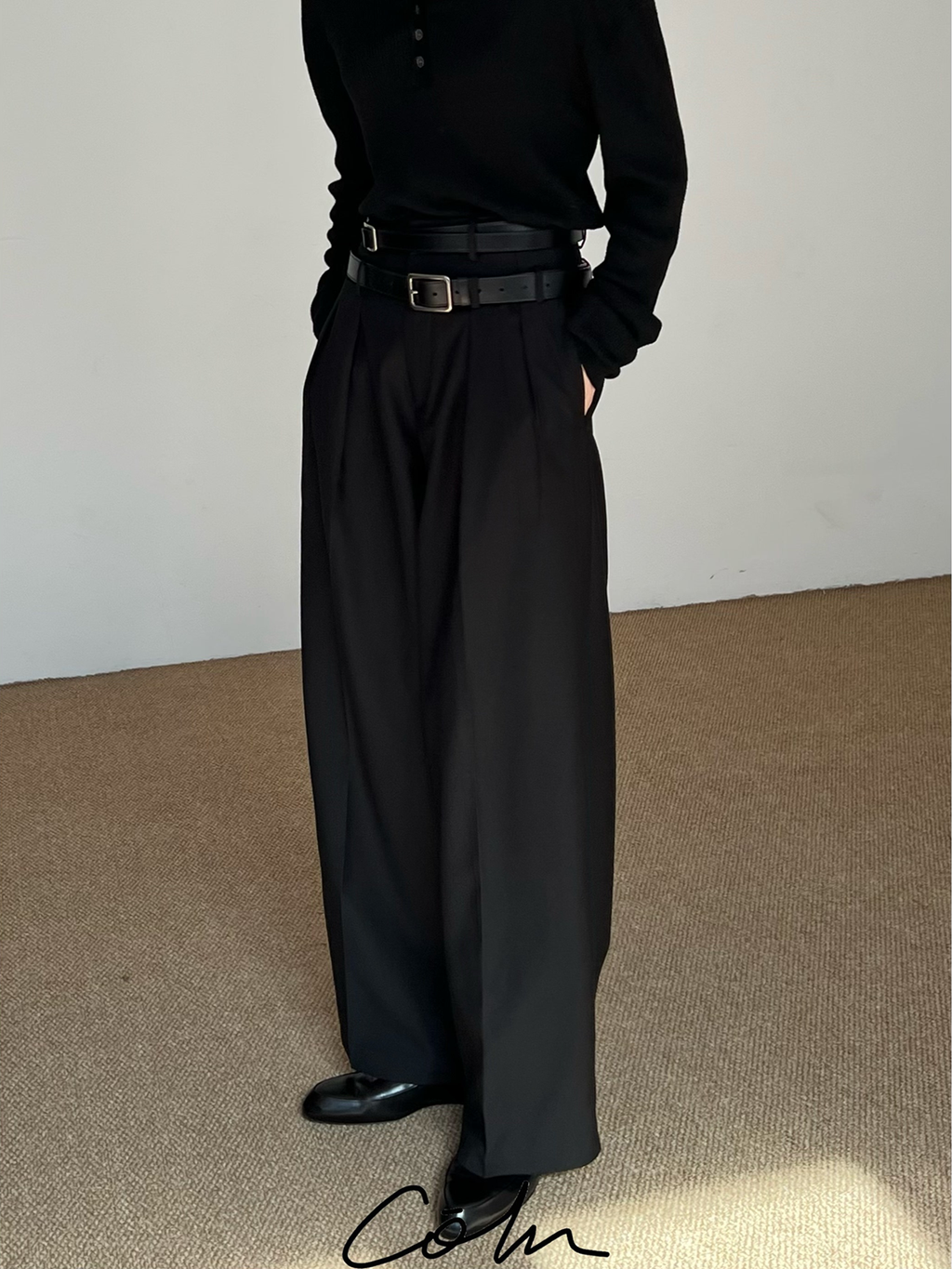 COLN Casual Double-waisted Suit Pants