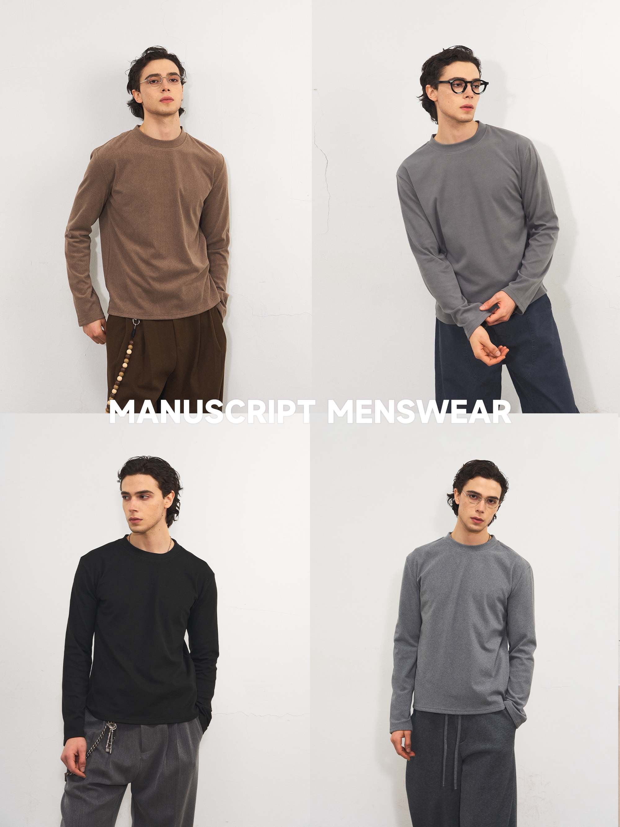MANUSCRIPT Casual Round Neck Thermal Long Sleeves