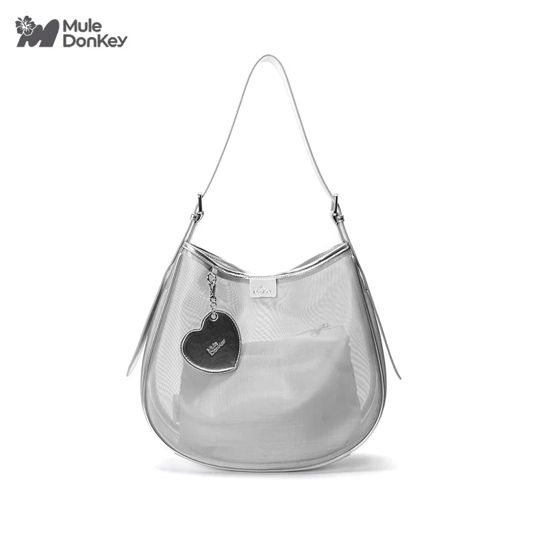 Mule Donkey Silver Mesh Magnetic Snap Tote Bag