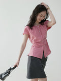 VOOE Slim Fit Strap Waist Cardigan Shirt