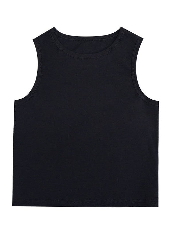 UNF round neck slim-fitting outer Crop Top Tee
