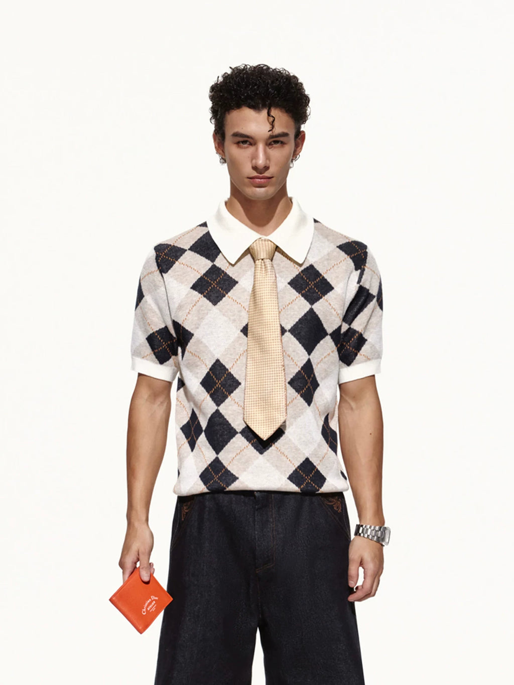 OPENFLY Argyle Breathable Collared Polo Shirt