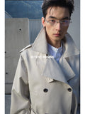INTENT Lake Gray Belted Double-Breasted Short Trench Coat