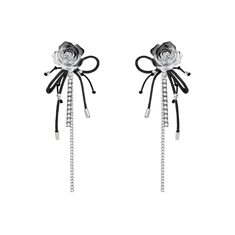 MASW Thorn Rose Bow Tassel Earrings