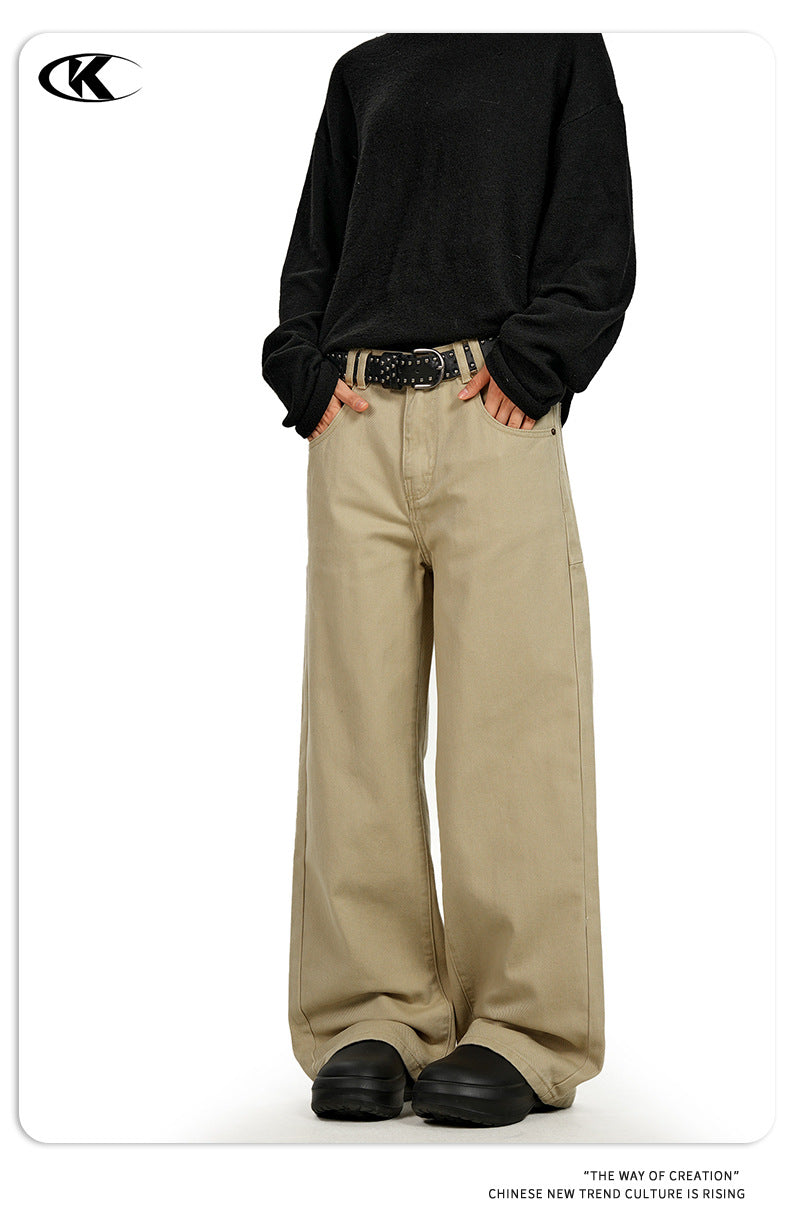 11KN Multi-Pocket High-Waist Straight-Leg Work Pants