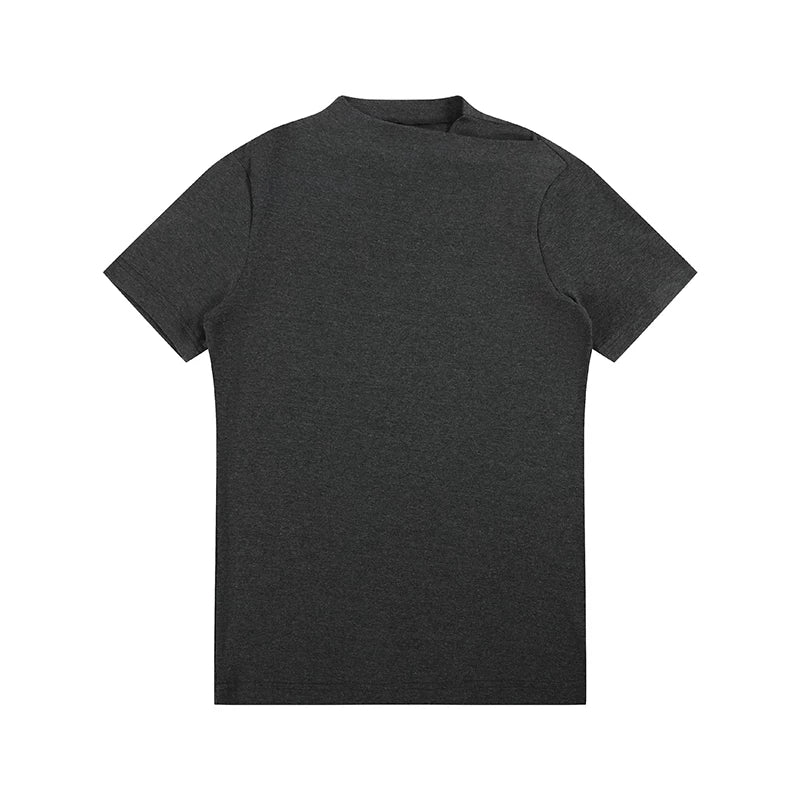 AMBSOM Crossed Jumpneck Front Shoulder Knitted Slim Fit Tee