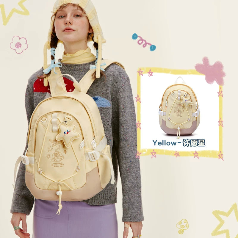 VANWALK Ballet Pink Faux Leather Zip-Top Backpack