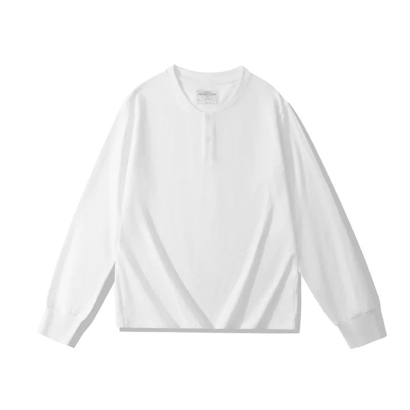PrintAce Vintage Henry Collar Loose Shoulder Long Sleeves