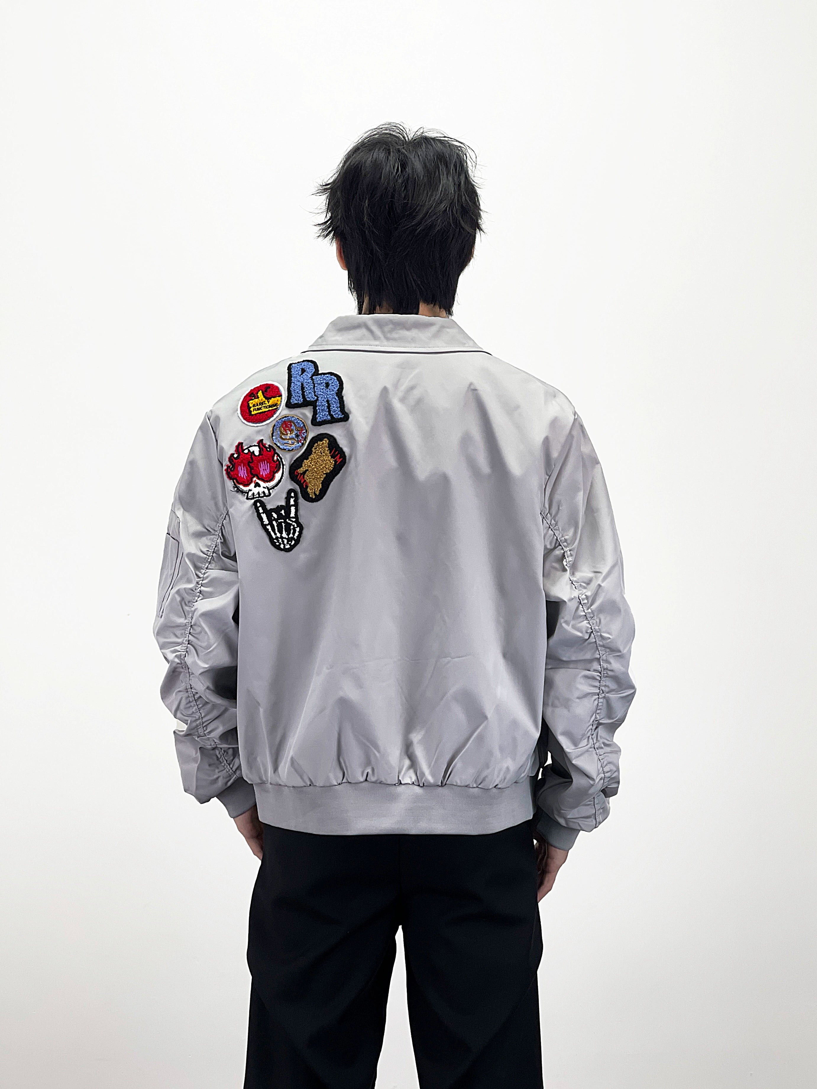 Kenvibe Badge Embroidered Print Loose Short Coat