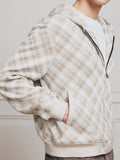 Stay the Night Diamond Plaid Zip-Up Hooded Sweatshirt