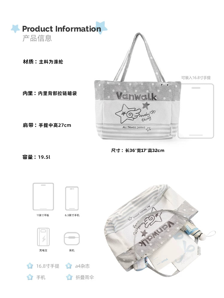 VANWALK Canvas Tote Bag - Open-Top Structured Shoulder Bag