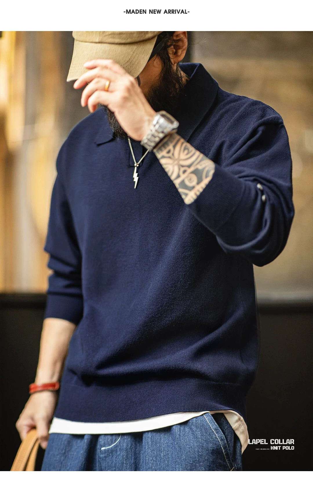 Madden casual seagull neck knitted polo shirt
