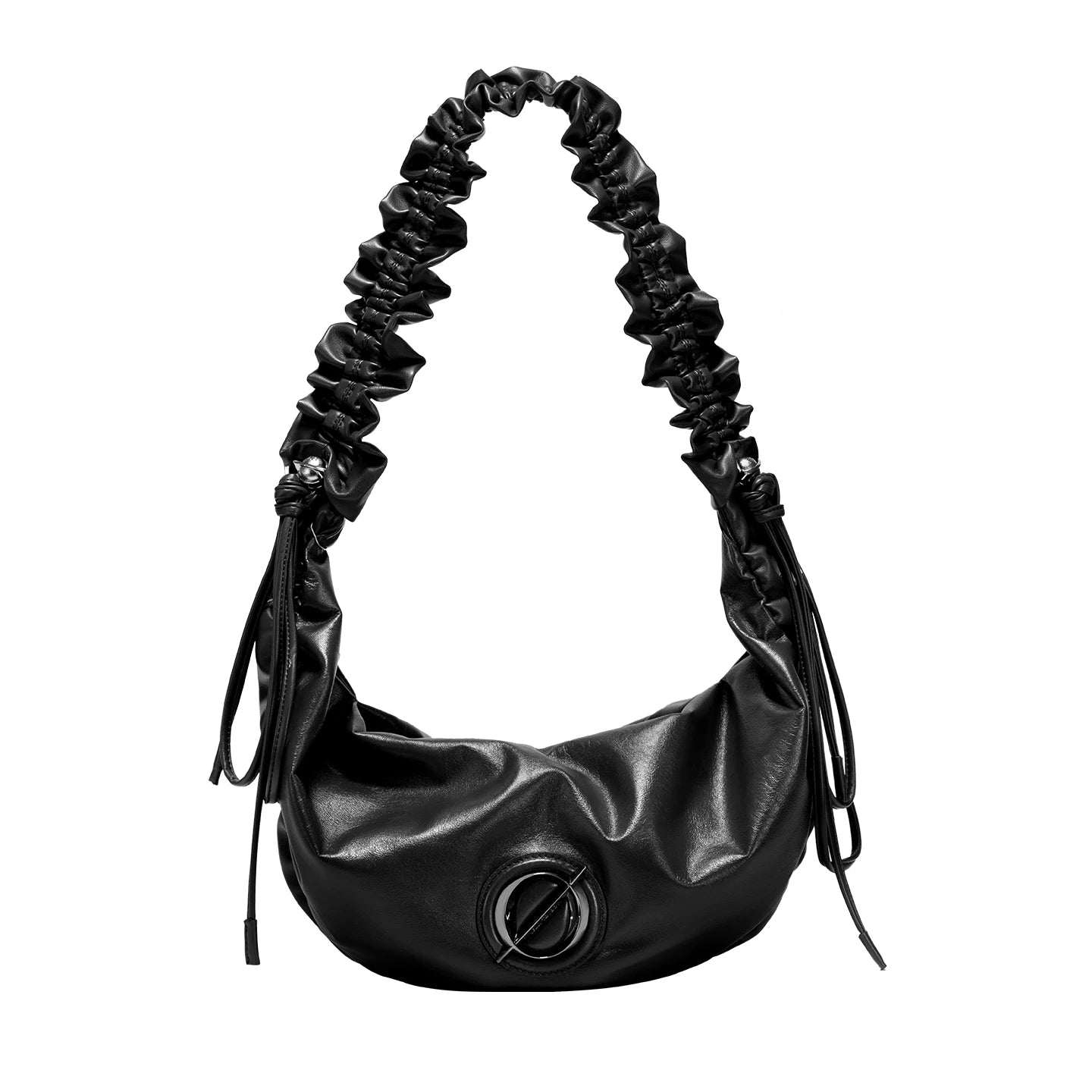 JELLY TOYBOY Chocolate Brown Leather Drawstring Shoulder Bag
