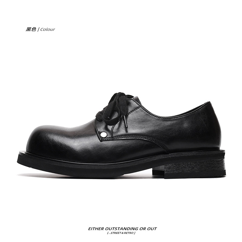 SHENLV turned head thick-soled leather Derby shoes