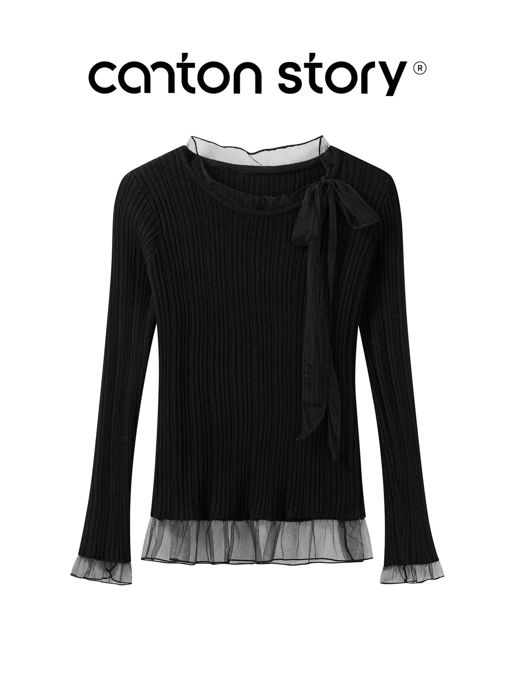 Cantonstory Crew Neck Slim-fit Long Sleeve Wool Knitted Sweater