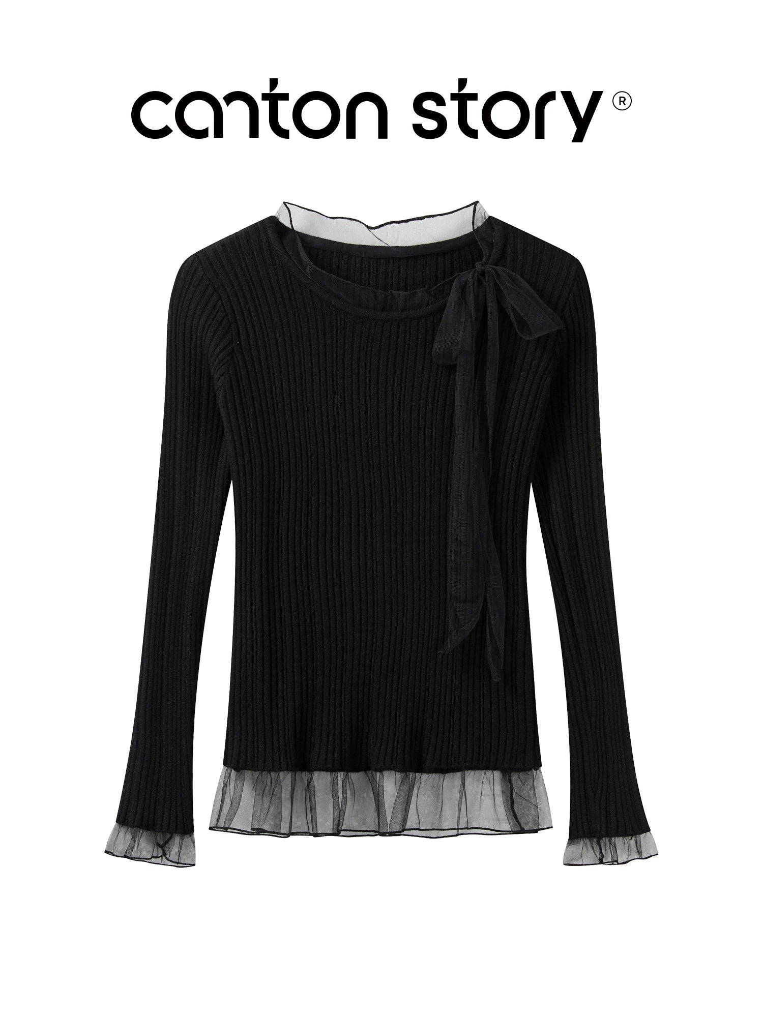 Cantonstory Crew Neck Slim-fit Long Sleeve Wool Knitted Sweater