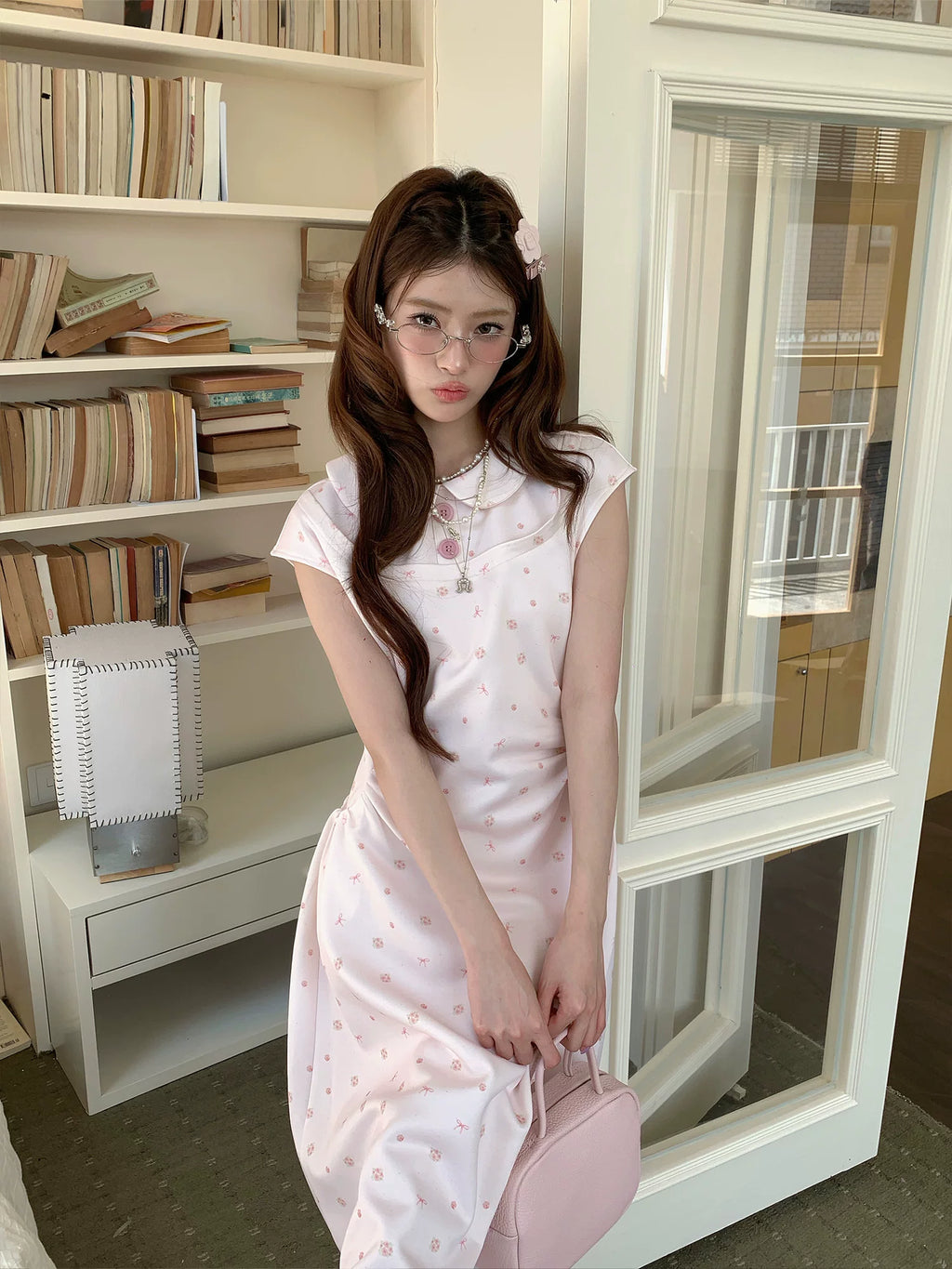 RRFIGHT Ruan Ruan Handmade Pink Peter Pan Collar A-Line Dress